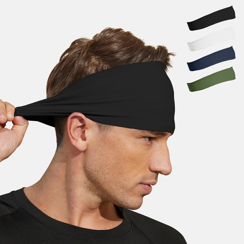 VIMPEP Tenacious Sports Headbands for Men Soft Feeling Non Silp Sweatband Workout Headband for Running,Cycling,Basketball,Tennis,Yoga Fitness Stretchy Quick-Dry Hairband for Unisex (3/4/6 Pack) - Image 1